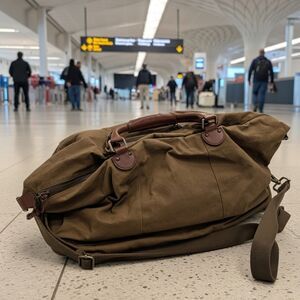 MARK & GRAHAM MERCER OVERNIGHTER Canvas Duffle Bag Leather Trim Shoe Compartment